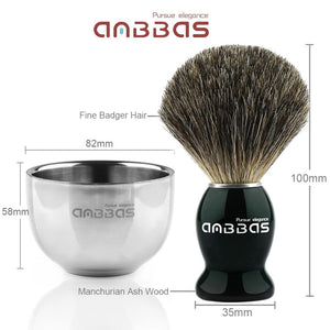 4in1 Shaving Set,Badger Brush,Stand Holder,Bowl and Refill Soap Bar