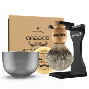 4in1 Set,Badger Brush,Stand Holder,Shaving Bowl and Soap Refill Bar