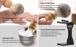 4in1 Set,Badger Brush,Stand Holder,Shaving Bowl and Soap Refill Bar