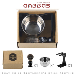 3in1 Shaving Set, Badger Brush and Shaving Bowl,Thicken Stand for DE Razor