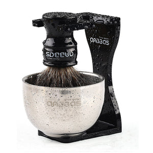 Shaving Bowl and Black Acrylic Stand Set for Classic Wet Shave