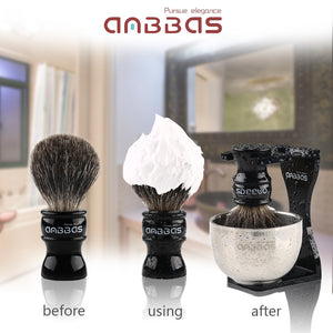 Black Badger Shaving Brush Set with Stand,Soap and Bowl Men Gift Kit