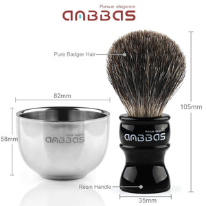 Black Badger Shaving Brush Set with Stand,Soap and Bowl Men Gift Kit