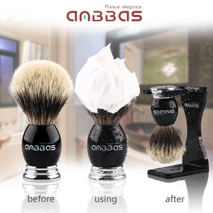 4in1 Set,Silvertip Badger Shaving Brush and Soap,Stand,Shaving Mug for Men