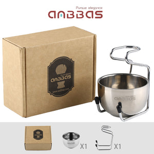 Stainless Steel Shaving Brush Stand and 2 Layers Soap Bowl