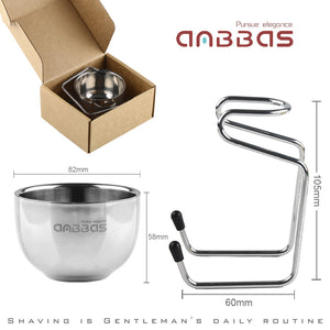Stainless Steel Shaving Brush Stand and 2 Layers Soap Bowl