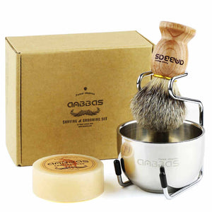 4IN1 Badger Shaving Brush Set with Stand and Shaving Bowl Perfect for Men Gift