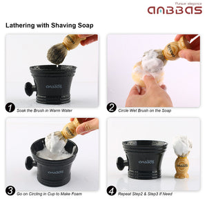 4in1 Set,Badger Brush,Stand Holder,Shaving Bowl and Soap Refill Bar