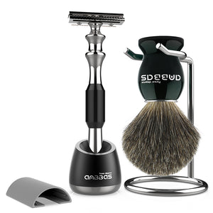 Shaving Brush and Razor Set, Holder Stand for Men Home Travel Use