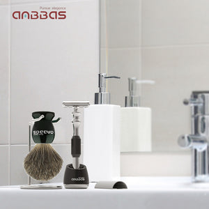Shaving Brush and Razor Set, Holder Stand for Men Home Travel Use