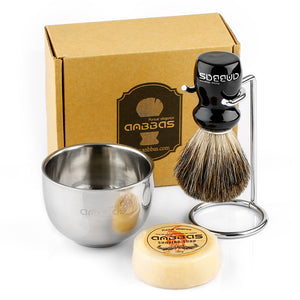 Pure Badger Shaving Brush,Stand and Soap Cup with Soap Bar Kit