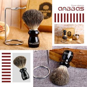 Pure Badger Shaving Brush,Stand and Soap Cup with Soap Bar Kit