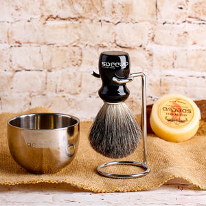 Pure Badger Shaving Brush,Stand and Soap Cup with Soap Bar Kit