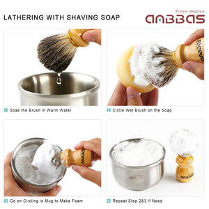 Shaving Brush with Black Resin Holder Wet Shaving Set