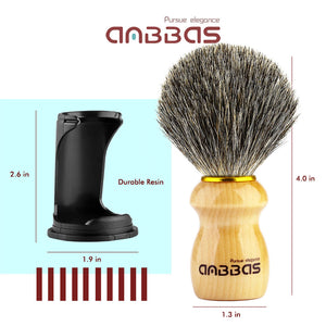 Shaving Brush with Black Resin Holder Wet Shaving Set