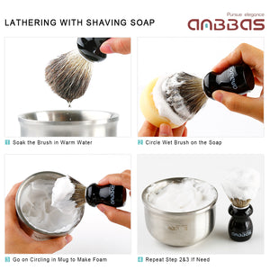 Pure Badger Shaving Brush,Stand and Soap Cup with Soap Bar Kit