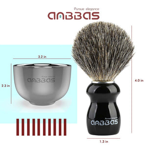 Pure Badger Shaving Brush,Stand and Soap Cup with Soap Bar Kit