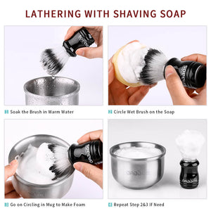 Anbbas Synthetic Shaving Brush with Black Hanging Design Stand for Wet Shave Kit