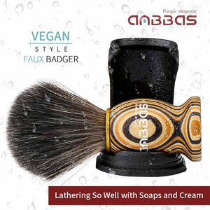 3IN1 Faux Badger Shaving Brush Set with Black Holder Travel Tube
