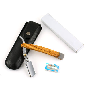 Folding Cut Throat Razor Straight Razor with Leather Pouch for Beginners