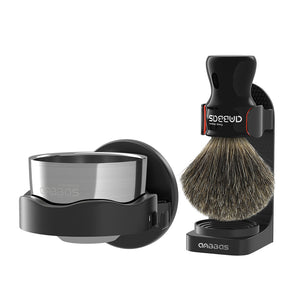 4IN1 Anbbas Shaving Set,Black Badger Brush,Bowl,2 Holders for Traditional Wet Shave