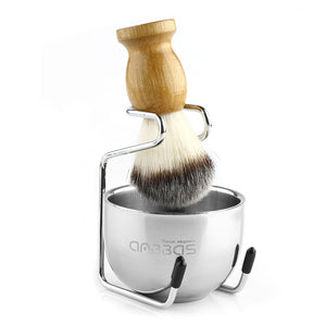 3IN1 Synthetic Shaving Brush Set,Shaving Stand + Bowl Perfect for Men Gift Idea