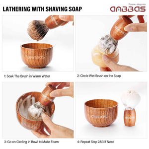 4" Solid Wood Lathering Foam Bowl Shaving Soap Mug