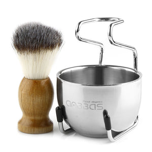 3IN1 Synthetic Shaving Brush Set,Shaving Stand + Bowl Perfect for Men Gift Idea