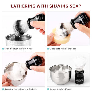 4IN1 Space-saving Shaving Set,Synthetic Hair Brush,Soap Bowl,ABS Holders for Men