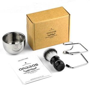3IN1 Synthetic Shaving Brush Set with Stand and Bowl for Wet Close Shave