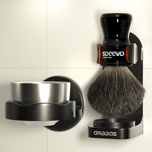 4IN1 Anbbas Shaving Set,Black Badger Brush,Bowl,2 Holders for Traditional Wet Shave