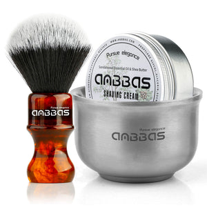 Faux Badger Hair Shaving Brush, Lathering Bowl and 150g Cream Kit for Wet Shave