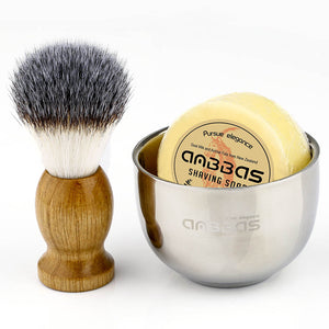 3in1 Vegan Style Shaving Brush with Soap Bar and Bowl