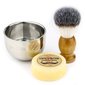 3in1 Vegan Style Shaving Brush with Soap Bar and Bowl